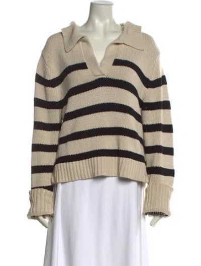 Pre-owned Dissh Striped V-neck Sweater In Black