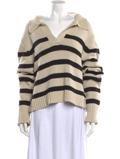 Pre-owned Dissh Striped V-neck Sweater In Black