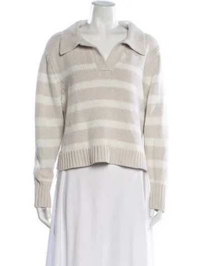 Pre-owned Dissh Striped V-neck Sweater In Neutral