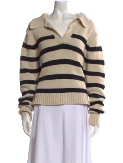 Pre-owned Dissh Striped V-neck Sweater In Neutrals