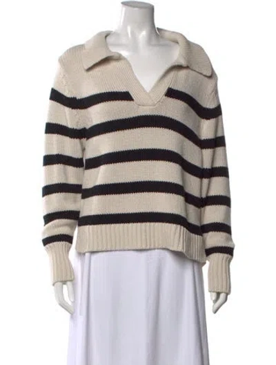 Pre-owned Dissh Striped V-neck Sweater In Neutrals