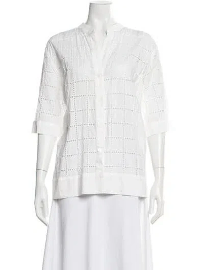 Pre-owned Dissh Three-quarter Sleeve Button-up Top In White