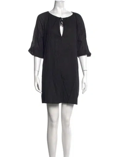 Pre-owned Dissh Tie Neck Mini Dress In Black