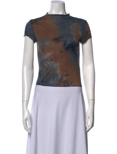 Pre-owned Dissh Tie-dye Print Crew Neck Crop Top In Neutrals