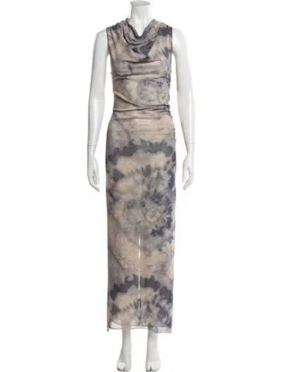 Pre-owned Dissh Tie-dye Print Long Dress In Multicolor