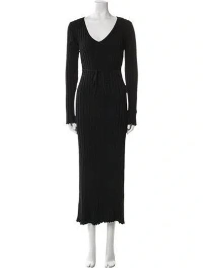Pre-owned Dissh V-neck Long Dress In Black