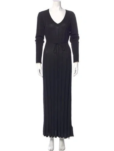 Pre-owned Dissh V-neck Long Dress In Black
