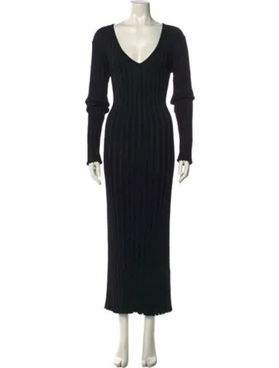 Pre-owned Dissh V-neck Long Dress In Black