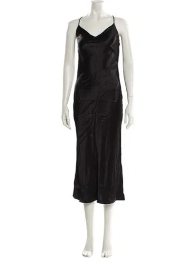 Pre-owned Dissh V-neck Long Dress In Black