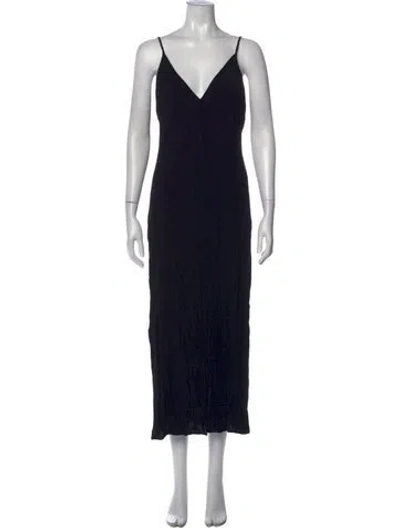 Pre-owned Dissh V-neck Long Dress In Black
