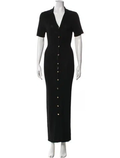 Pre-owned Dissh V-neck Long Dress In Black