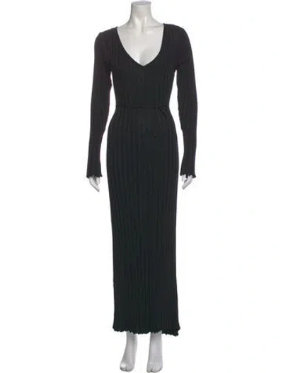Pre-owned Dissh V-neck Long Dress In Black