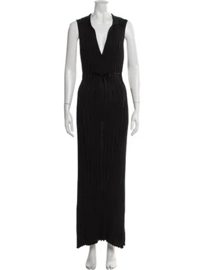 Pre-owned Dissh V-neck Long Dress In Black