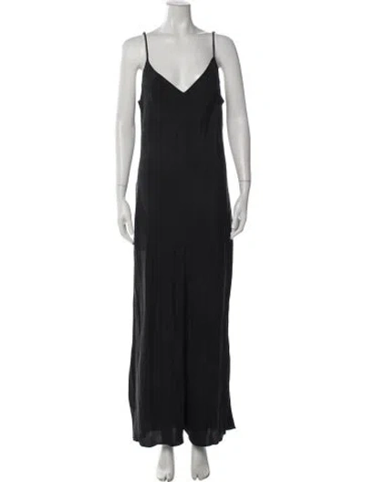 Pre-owned Dissh V-neck Long Dress In Black
