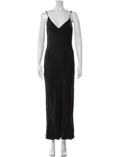 Pre-owned Dissh V-neck Long Dress In Black