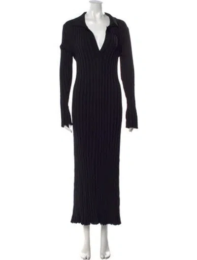 Pre-owned Dissh V-neck Long Dress In Black