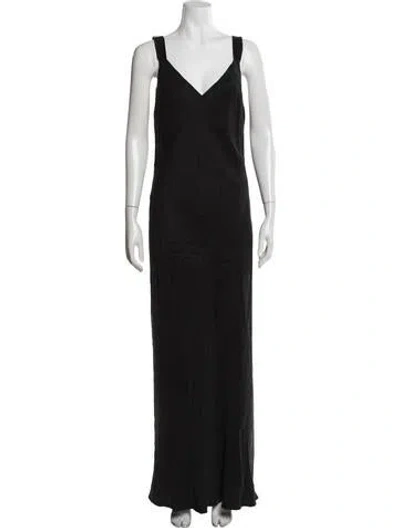 Pre-owned Dissh V-neck Long Dress In Black