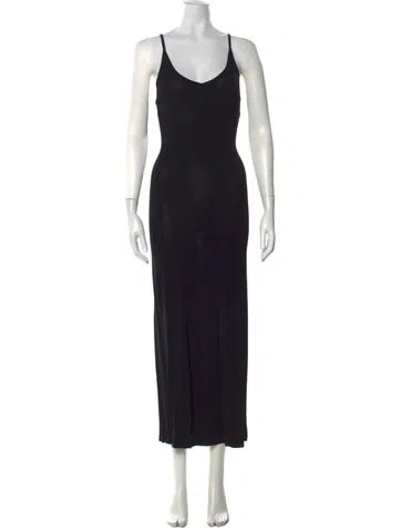 Pre-owned Dissh V-neck Long Dress In Black