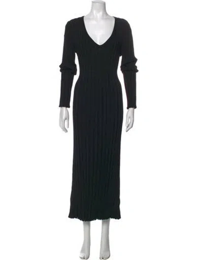 Pre-owned Dissh V-neck Long Dress In Black