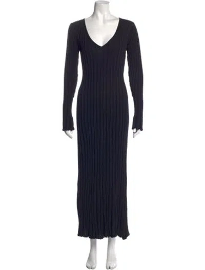 Pre-owned Dissh V-neck Long Dress In Black