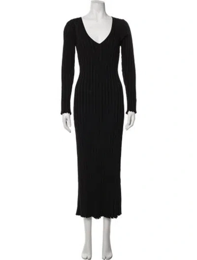 Pre-owned Dissh V-neck Long Dress In Black
