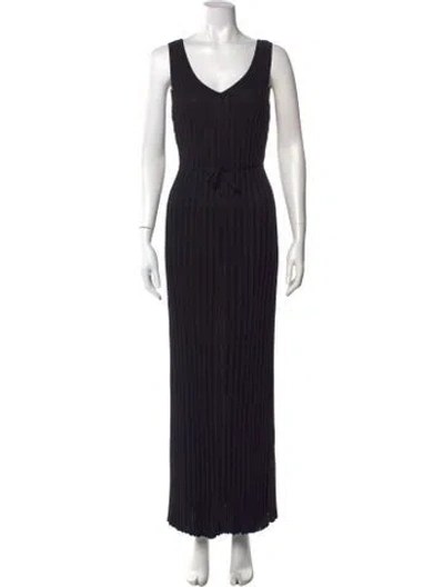 Pre-owned Dissh V-neck Long Dress In Black