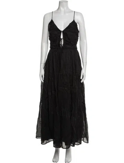 Pre-owned Dissh V-neck Long Dress In Black