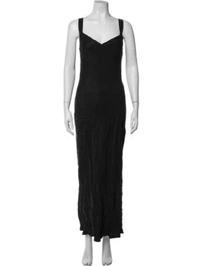 Pre-owned Dissh V-neck Long Dress In Black