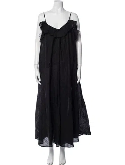 Pre-owned Dissh V-neck Long Dress In Black