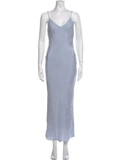 Pre-owned Dissh V-neck Long Dress In Blue