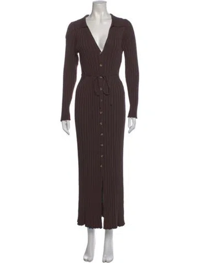 Pre-owned Dissh V-neck Long Dress In Brown