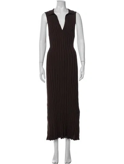 Pre-owned Dissh V-neck Long Dress In Brown