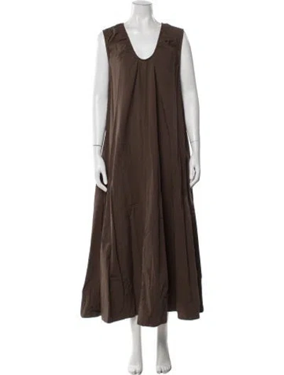 Pre-owned Dissh V-neck Long Dress In Brown