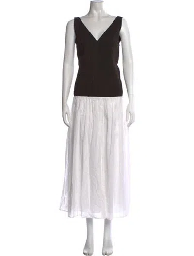 Pre-owned Dissh V-neck Long Dress In Brown