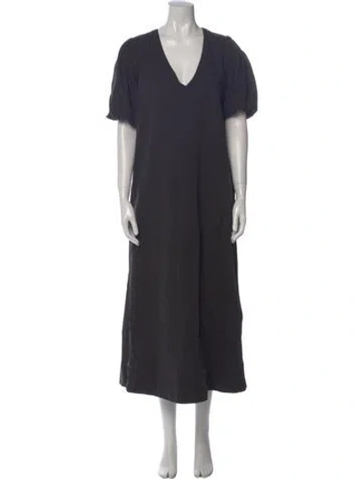 Pre-owned Dissh V-neck Long Dress In Gray