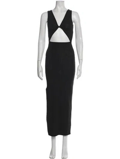 Pre-owned Dissh V-neck Long Dress In Gray