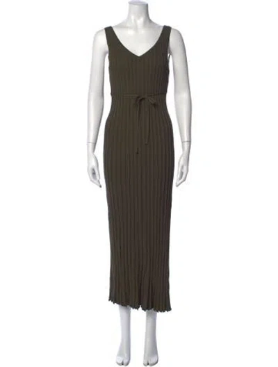 Pre-owned Dissh V-neck Long Dress In Green