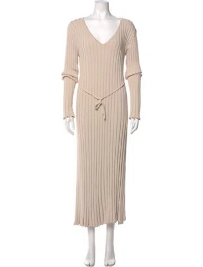 Pre-owned Dissh V-neck Long Dress In Neutral
