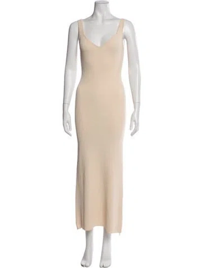 Pre-owned Dissh V-neck Long Dress In Neutral