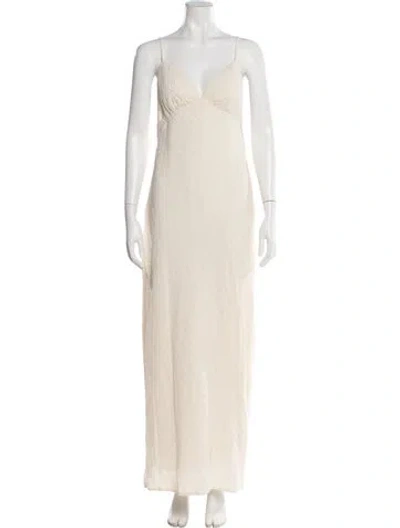 Pre-owned Dissh V-neck Long Dress In Neutral
