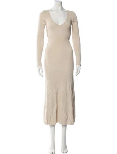 Pre-owned Dissh V-neck Long Dress In Neutral