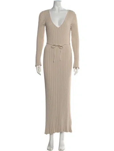 Pre-owned Dissh V-neck Long Dress In Neutral