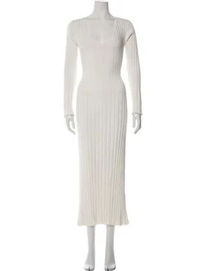 Pre-owned Dissh V-neck Long Dress In Neutrals