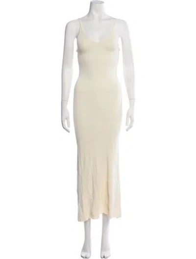 Pre-owned Dissh V-neck Long Dress In Neutrals