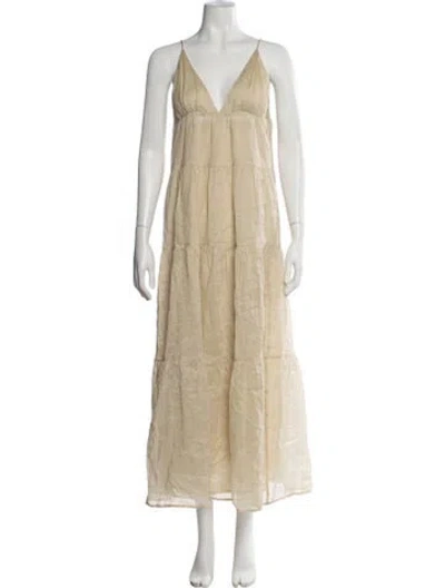 Pre-owned Dissh V-neck Long Dress In Neutrals