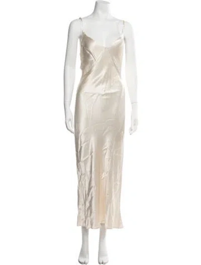 Pre-owned Dissh V-neck Long Dress In Neutrals