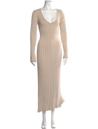 Pre-owned Dissh V-neck Long Dress In Neutrals
