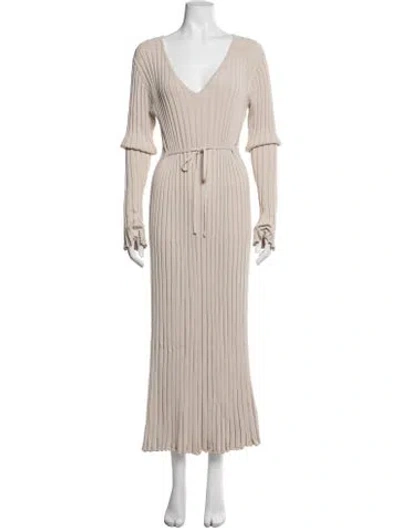Pre-owned Dissh V-neck Long Dress In Neutrals