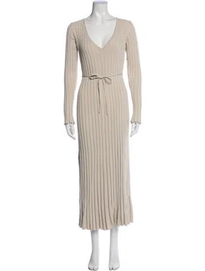 Pre-owned Dissh V-neck Long Dress In Neutrals