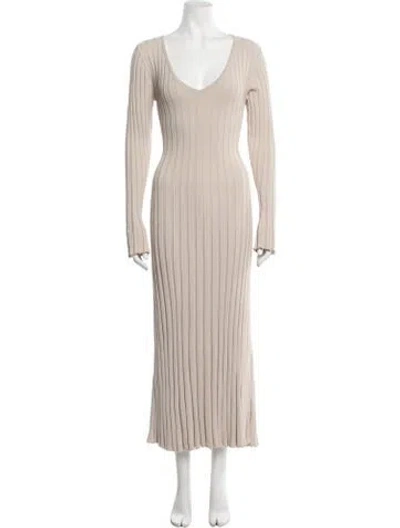 Pre-owned Dissh V-neck Long Dress In Neutrals